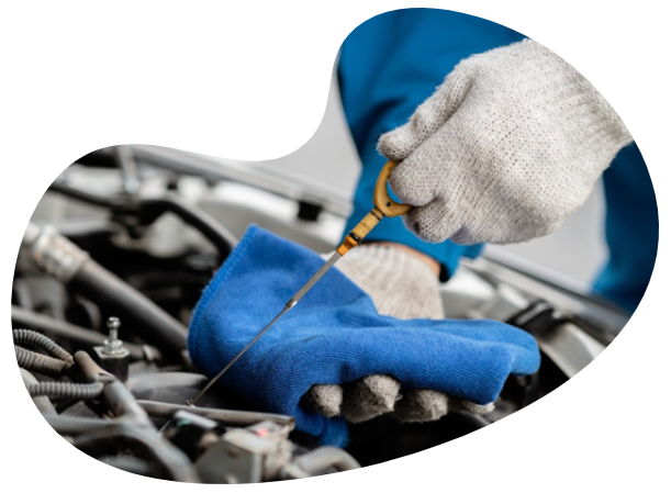 mechanic measuring the oil of a car