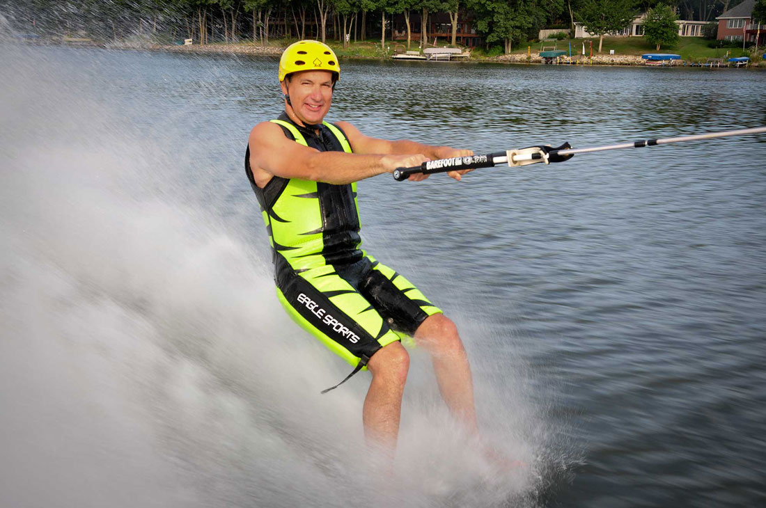 a man riding water skis